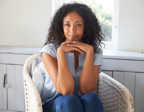 woman slightly smiling